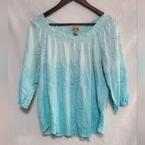 Art & Soul Women's Blue Bohemian Blouse Size L